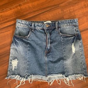 Denim blue distressed skirt